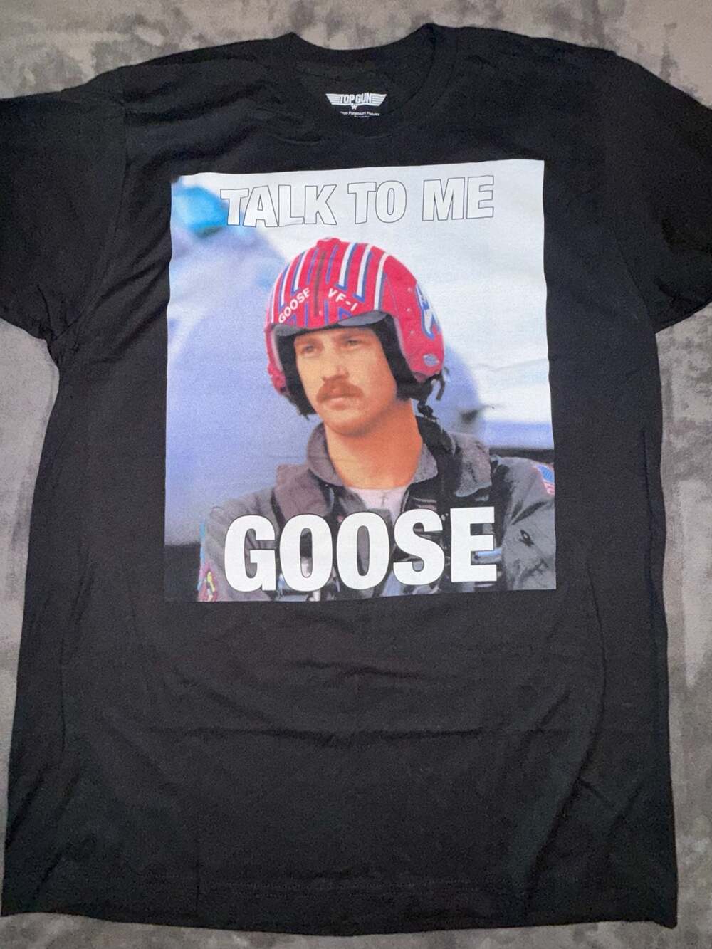 Top Gun Talk To Me Goose Black Graphic T-Shirt Size L